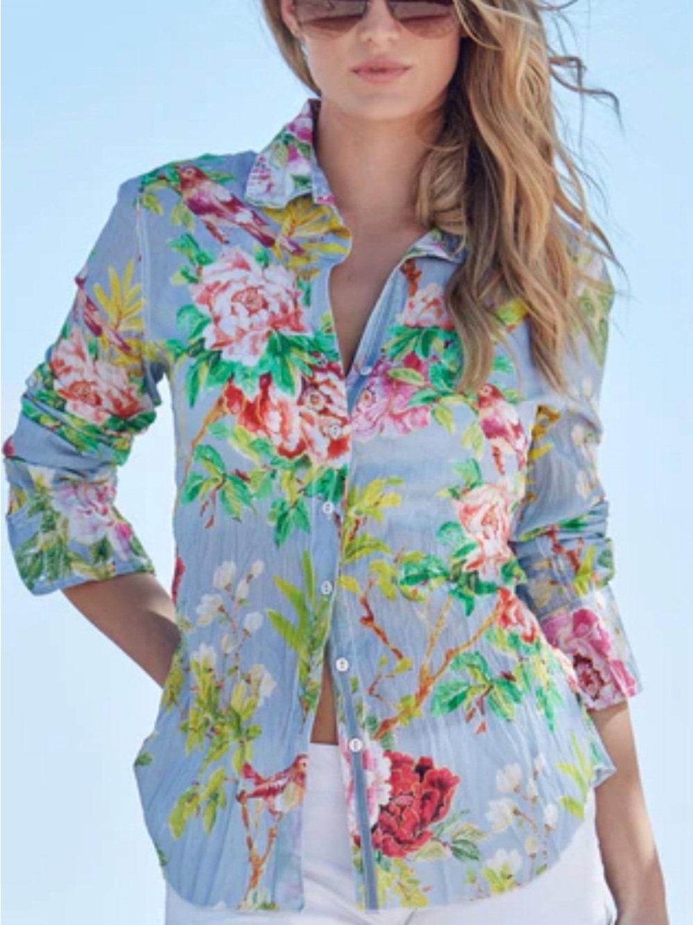 NWT $158 Cino St Barts Vintage Blue Button Down Shirt Small